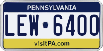 PA license plate LEW6400