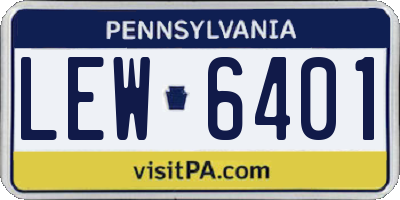PA license plate LEW6401