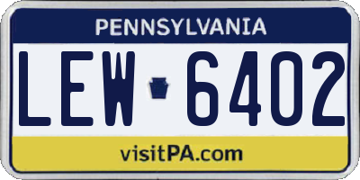 PA license plate LEW6402
