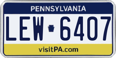PA license plate LEW6407