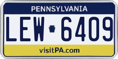 PA license plate LEW6409