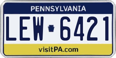 PA license plate LEW6421