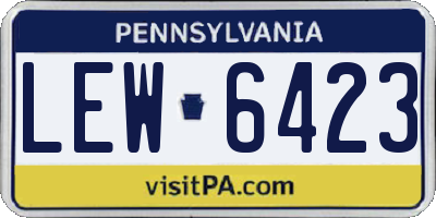 PA license plate LEW6423