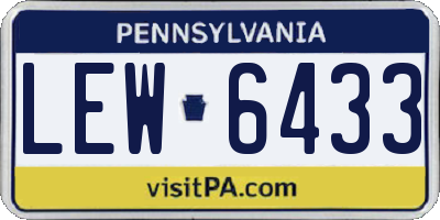 PA license plate LEW6433