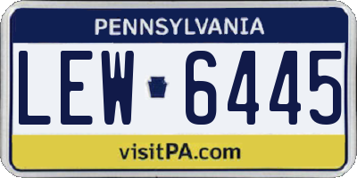 PA license plate LEW6445