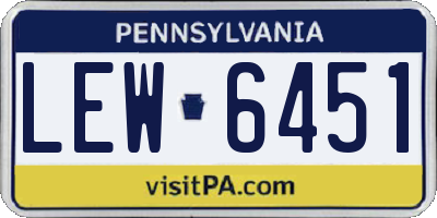 PA license plate LEW6451
