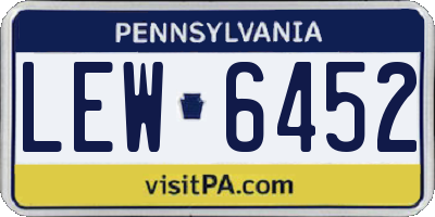 PA license plate LEW6452