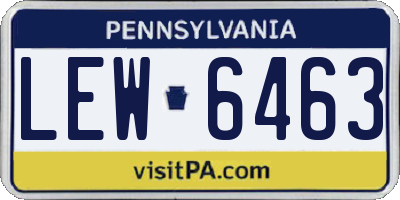 PA license plate LEW6463