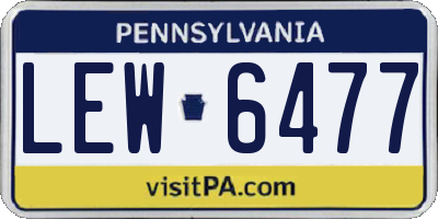 PA license plate LEW6477