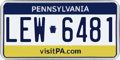 PA license plate LEW6481