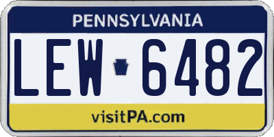 PA license plate LEW6482