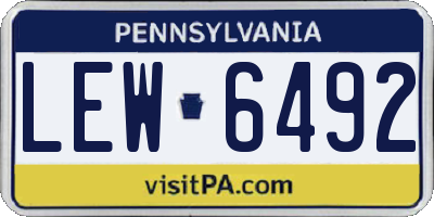 PA license plate LEW6492