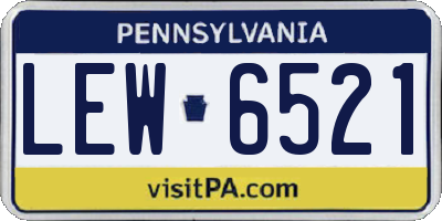 PA license plate LEW6521