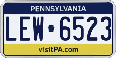 PA license plate LEW6523