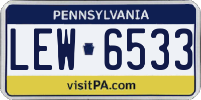 PA license plate LEW6533