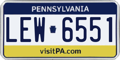PA license plate LEW6551