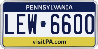 PA license plate LEW6600