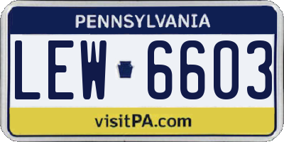 PA license plate LEW6603
