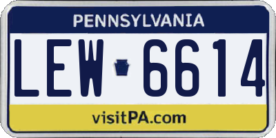 PA license plate LEW6614