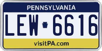 PA license plate LEW6616