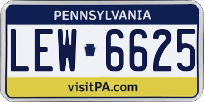 PA license plate LEW6625