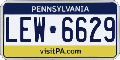 PA license plate LEW6629