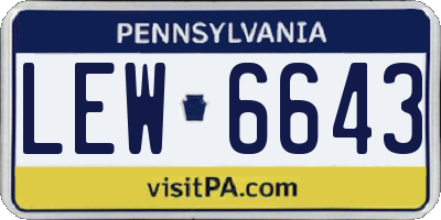PA license plate LEW6643