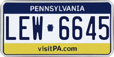 PA license plate LEW6645