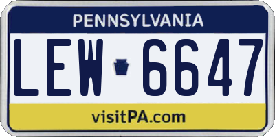PA license plate LEW6647