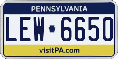 PA license plate LEW6650