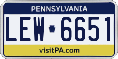 PA license plate LEW6651