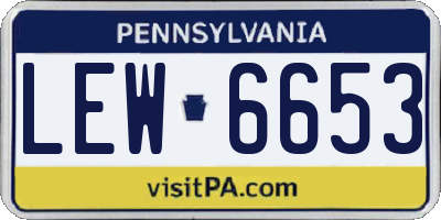 PA license plate LEW6653
