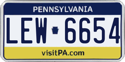 PA license plate LEW6654