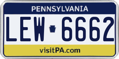 PA license plate LEW6662