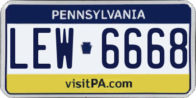 PA license plate LEW6668