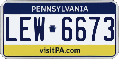 PA license plate LEW6673
