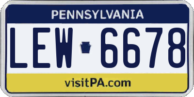 PA license plate LEW6678