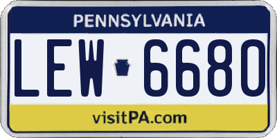 PA license plate LEW6680