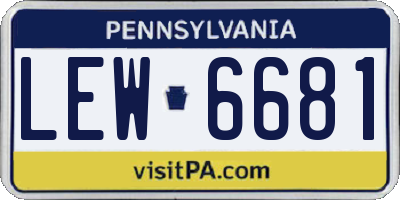 PA license plate LEW6681