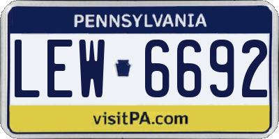PA license plate LEW6692