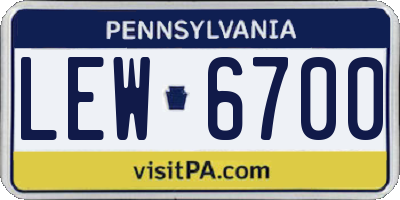 PA license plate LEW6700