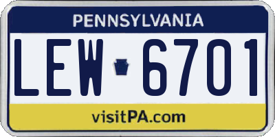 PA license plate LEW6701