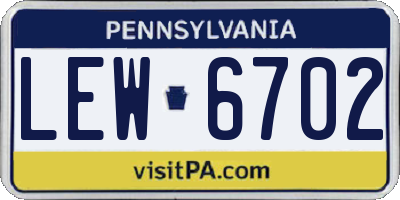PA license plate LEW6702