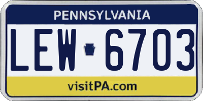 PA license plate LEW6703