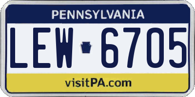PA license plate LEW6705