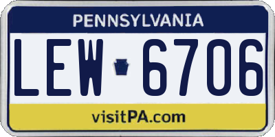 PA license plate LEW6706