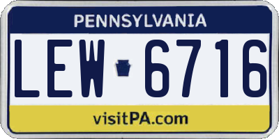PA license plate LEW6716