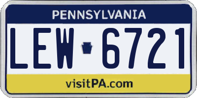 PA license plate LEW6721