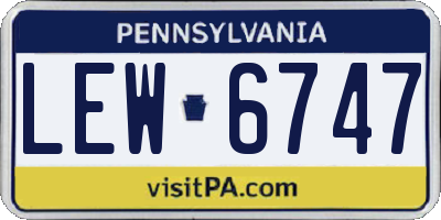 PA license plate LEW6747