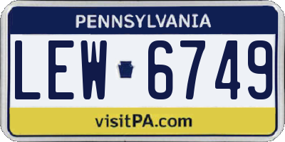 PA license plate LEW6749